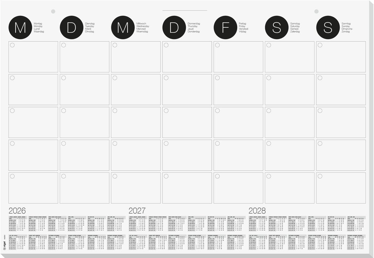 Sous-main Sigel - peut également être utilisé comme calendrier mural - taille A2 - avec calendrier 2026 2027 2028 - si-h6550