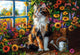 Castorland puzzle chat fleurs 1000 pièces méditation colorée.