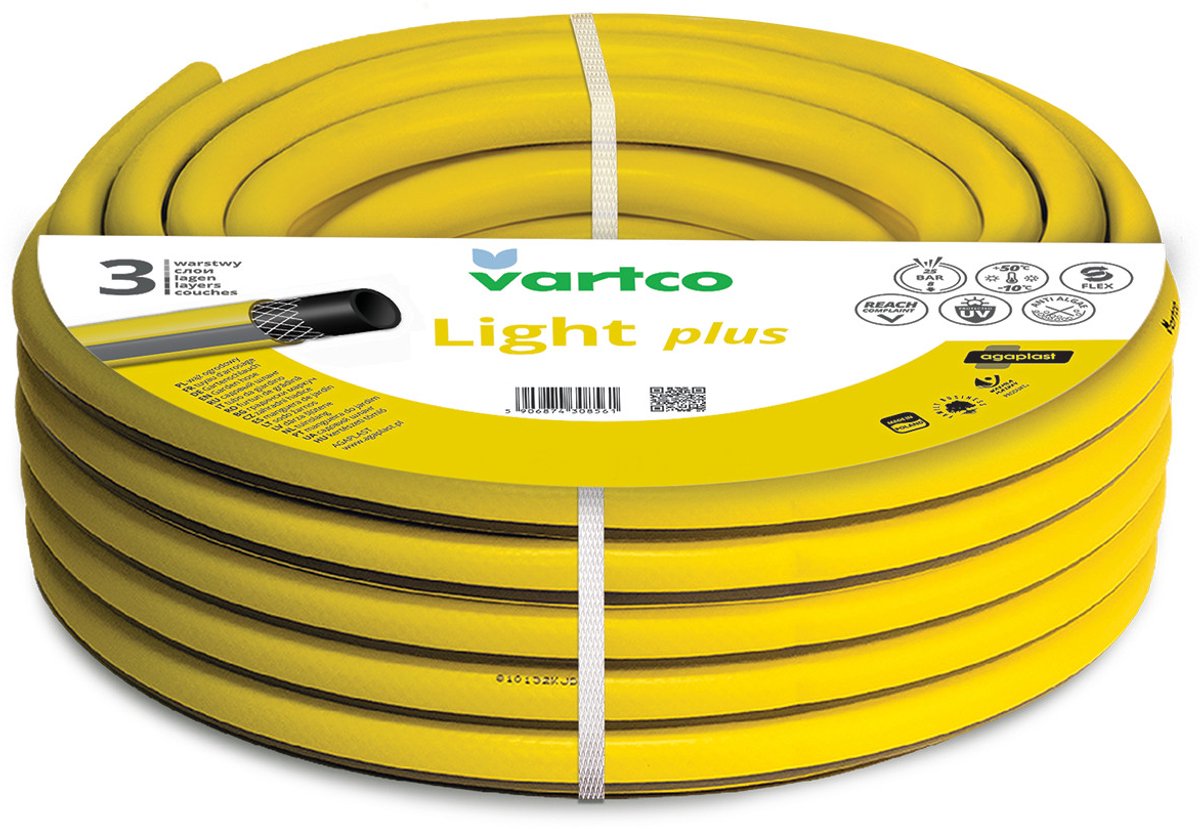 Vartco - Tuyau d'arrosage 3 couches 1 2 50m | tuyau flexible polyester tresse croisée résistant aux UV 25 bar