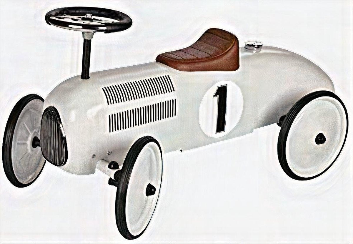 Voiture piétonne Goki - blanc - 73,5x35x40cm - métal et plastique - 1+