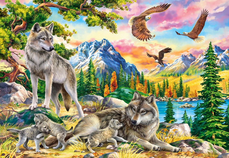 Castorland puzzle puzzle famille de loups et aigles - 1000 pièces.