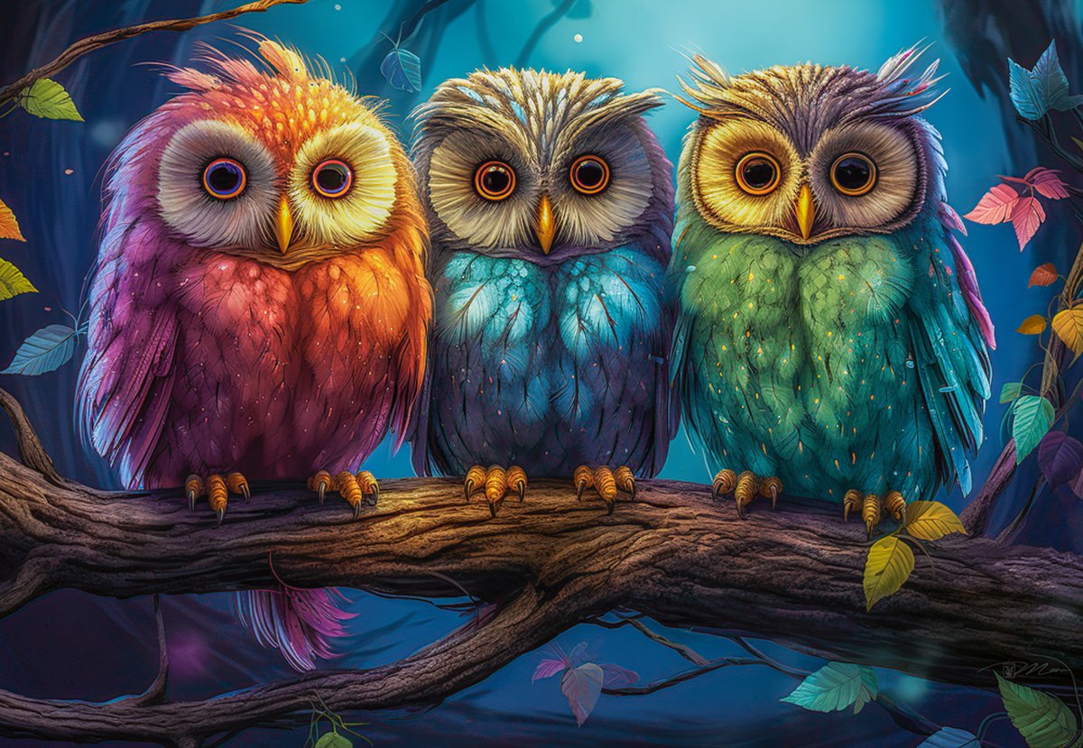 Puzzle Chouette Castorland - 1000 pièces de jouets en carton colorés.