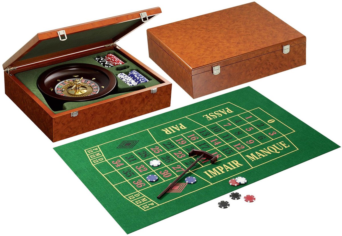 Jeu de roulette Philos - avec roue en métal, tissu en feutre et 100 jetons - 6+ ans