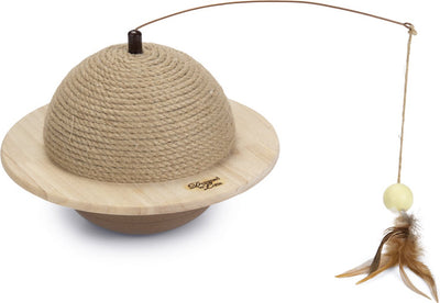 Conçu par lotte boule à gratter ondulée - arbre à chat - jouet pour chat - chat - bois - 29,5x29,5x20