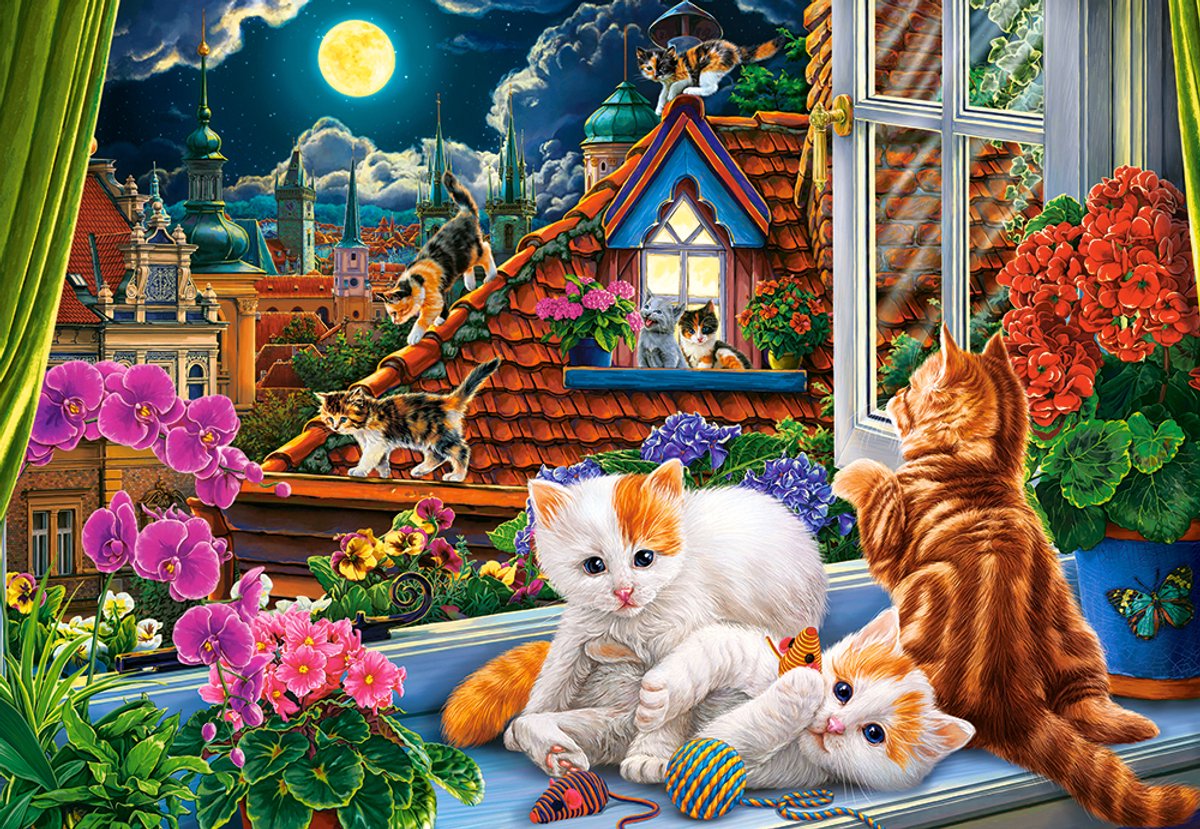Puzzle Chatons Castorland sur le toit 1500 pièces