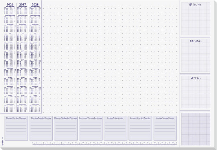 Sous-main Sigel - lilas - avec calendrier 2026 2027 2028 - format A2 - 30 feuilles déchirables - si-h6355