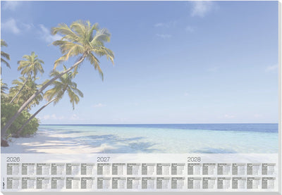 Sous-main Sigel - plage - avec calendrier 2026 2027 2028 - format A2 - 30 feuilles déchirables - si-h6470