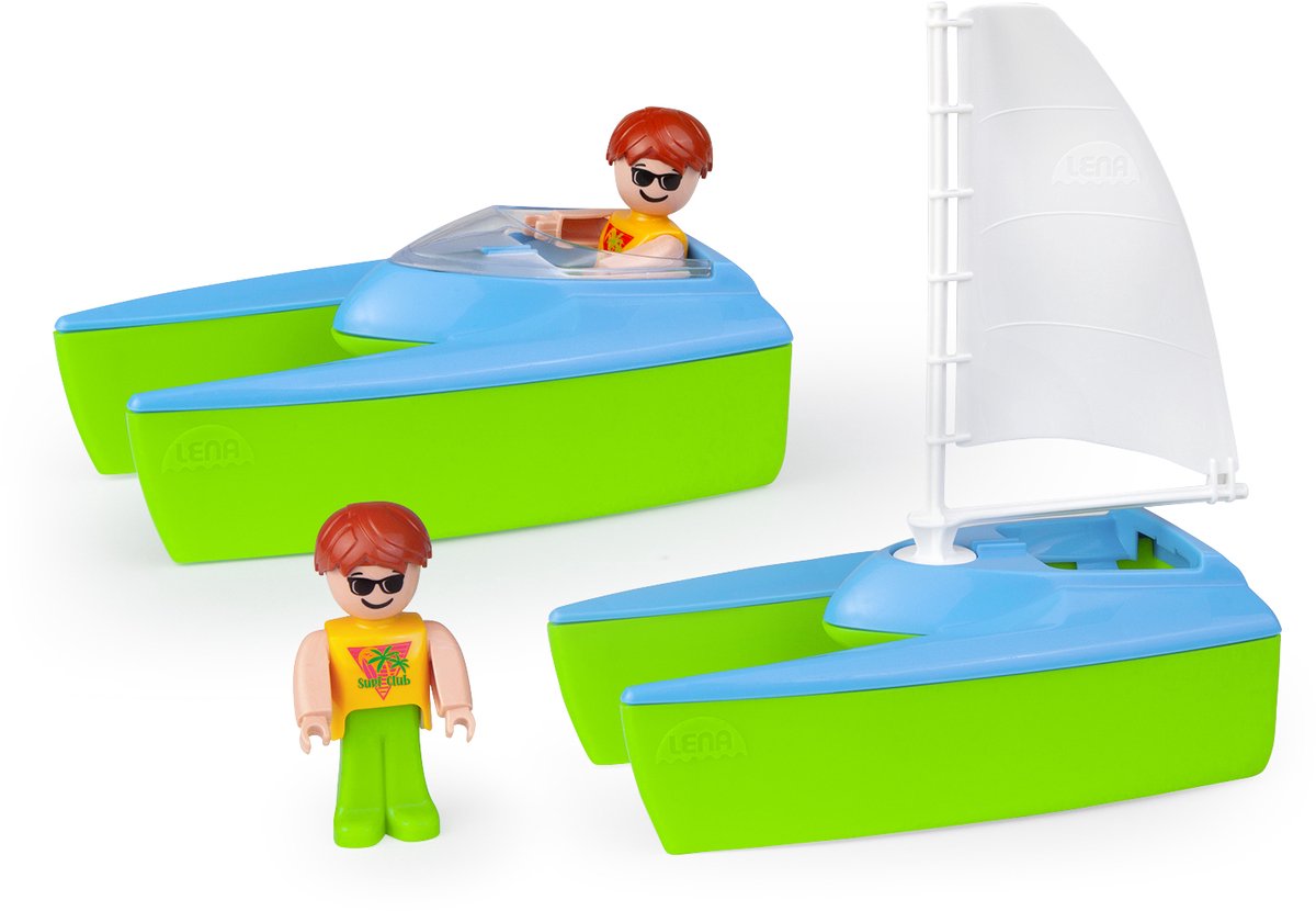 Bateaux jouets Lena voilier et bateau de sport multicolore pour enfants.