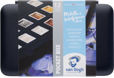 Boîte de poche de peinture aquarelle Van Gogh, couleurs spéciales avec 12 couleurs en demi-casseroles