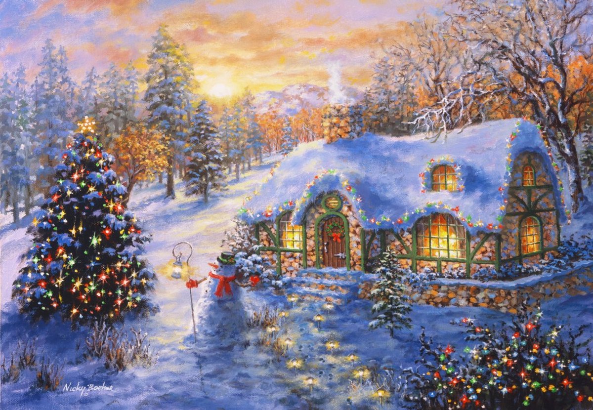 Puzzle Bluebird Puzzle de Noël Chalet de Noël - 1000 pièces.