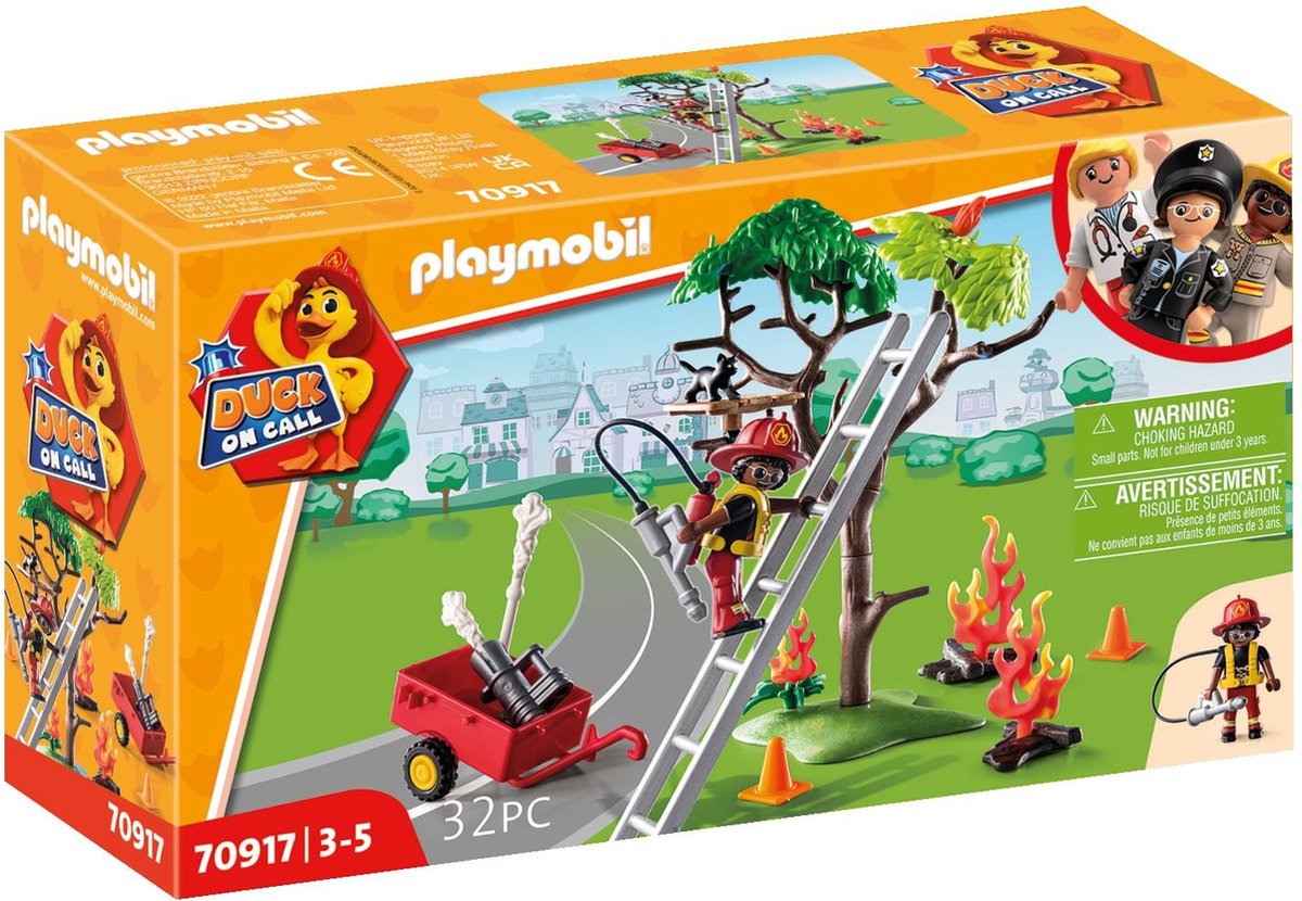 Canard Playmobil de garde - action des pompiers. sauvez le chat ! - 70917