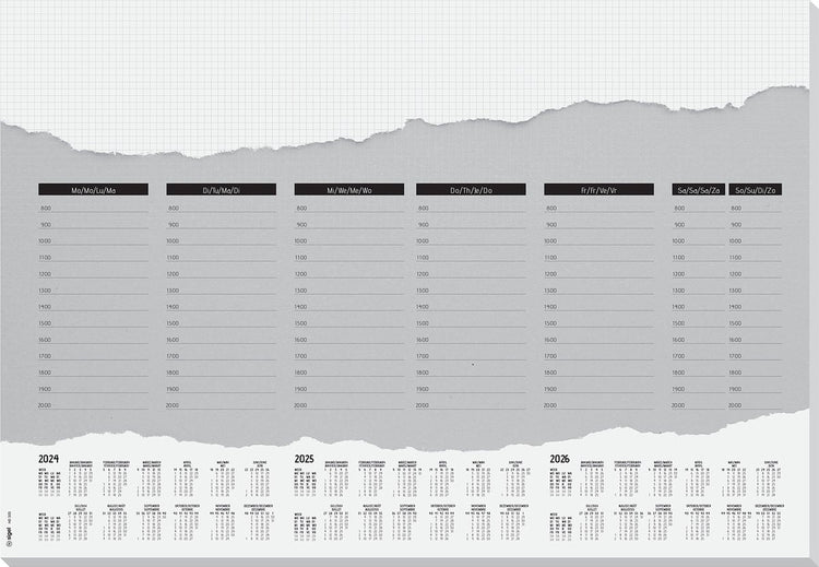 Sous-main Sigel - plan hebdomadaire - avec calendrier 2024 2025 2026 - si-ho305