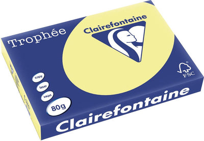 Clairefontaine trophée pastel, papier coloré, a3, 80 g, 500 feuilles, jaune citron