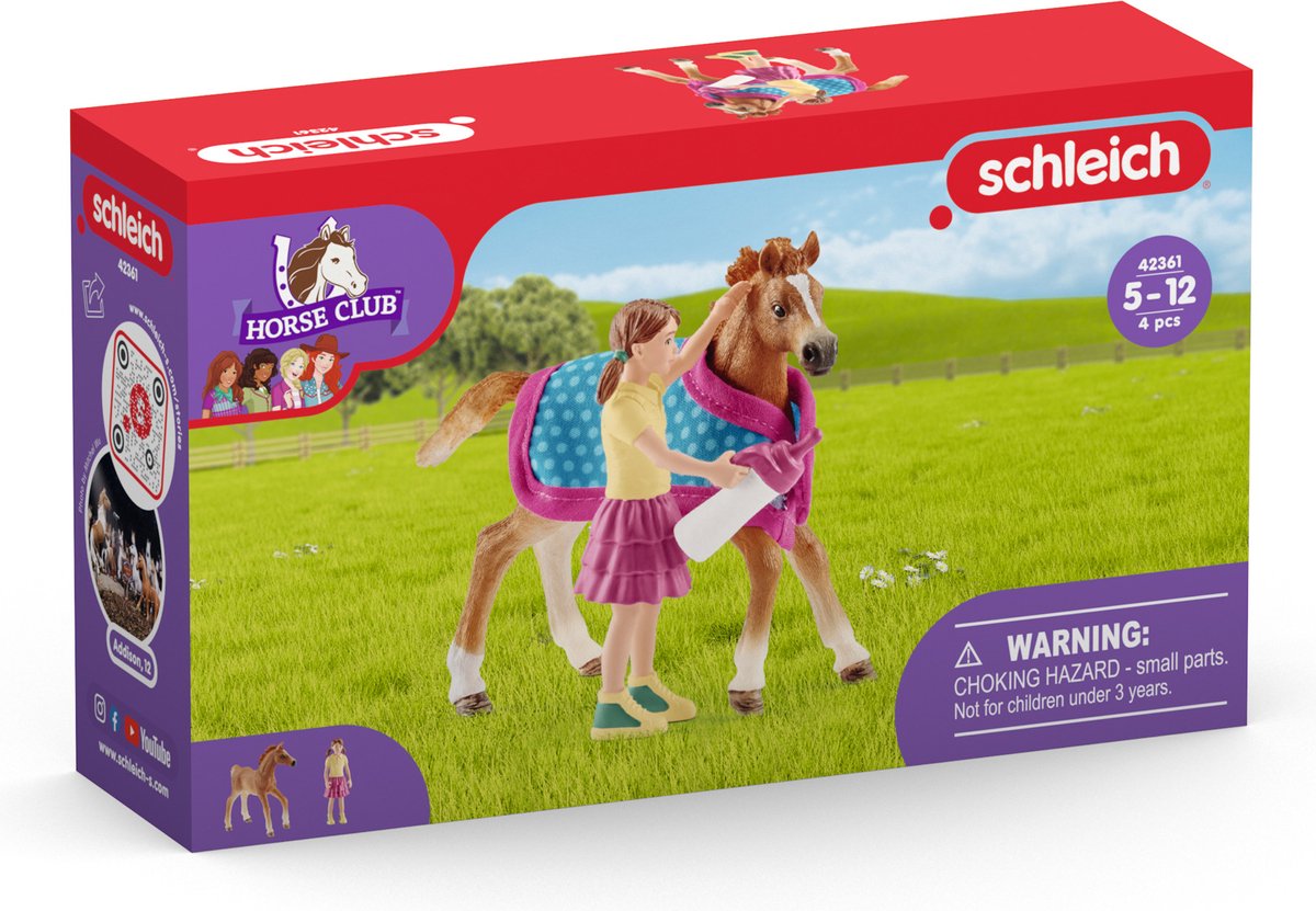 Schleich Horse Club - Poulain avec couverture - Figurine de jeu - Jouets pour enfants pour garçons et filles - 5 à 12 ans - 42361