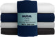 Faire taire. Living Hush Living Drap-housse en percale - 100 % coton - 200 fils - extra frais et frais - solide et durable - élastique tout autour - 160x200+30cm - marine