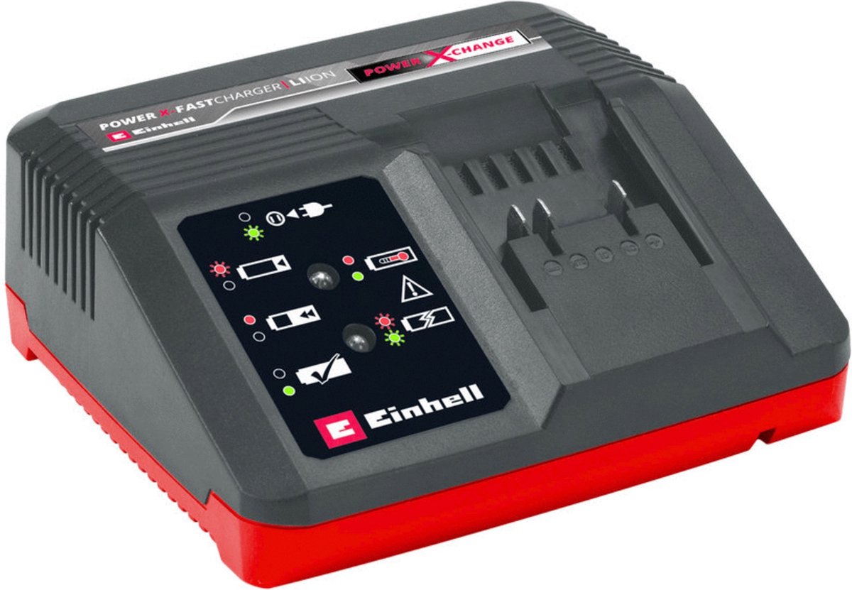 Chargeur rapide Einhell - power x-change - 18 v - courant de charge : 4a - support mural intégré - convient à toutes les batteries power x-change