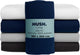 Faire taire. drap-housse Living Hush Living en percale - 100 % coton - 200 fils - extra frais et frais - solide et durable - élastique tout autour - 180x200+30cm - marine