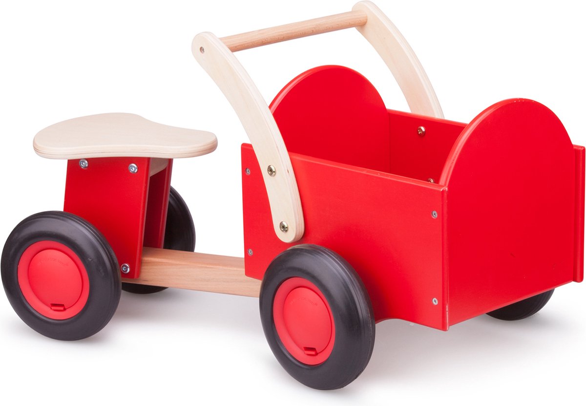 Nouveau vélo cargo en bois Classic Toys® - Road Star - rouge - la hauteur de la selle est de 24 centimètres