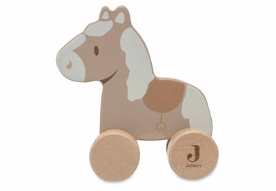 Jollein - cheval en bois sur roues - jouets en bois - balade nostalgique - 100% fsc