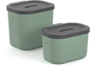 Ensemble Rotho de poubelles à biodéchets - seau à compost - 2 pièces (3,2 l + 6 l) - plastique 100 % recyclé - salsa - vert