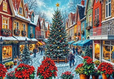 Puzzle Bluebird Puzzle de Noël Place de la ville de Noël shopping 1000 pièces.