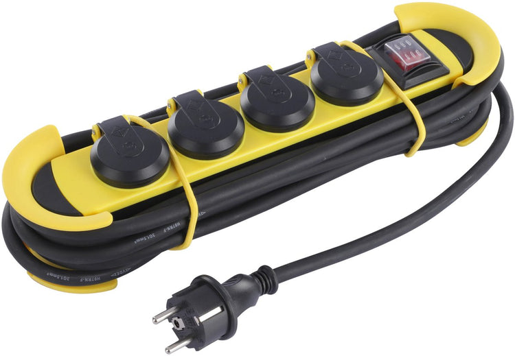 Prise Q-link - 4 voies - mise à la terre - système cm - ip44 - 3 x 1,5 mmâ² - 5 m - jaune noir