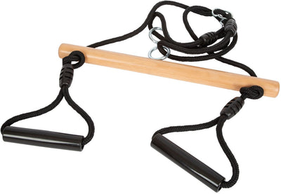 Petit pied de trapèze en bois avec anneaux de gymnaste ligne noire