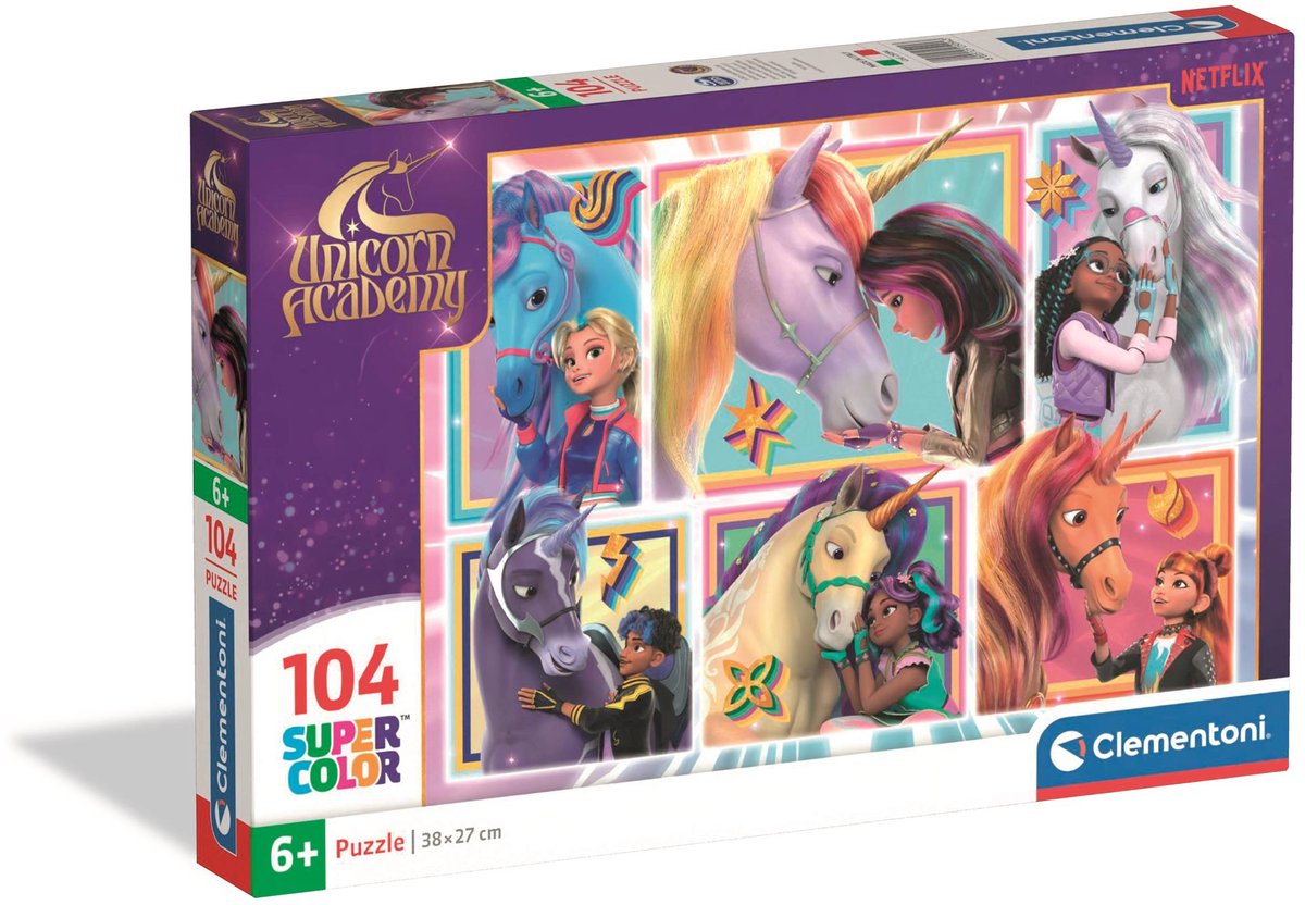 Puzzle Clementoni Unicorn Academy - 6 portraits, 104 pièces.