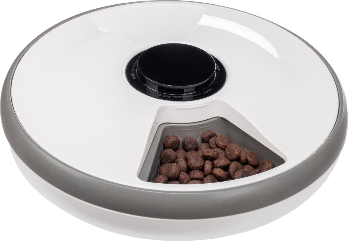 Barre alimentaire automatique Flamingo pour chiens et chats - mangeoire automatique pour nourriture humide et sèche - avec élément de refroidissement minuterie - 6 repas - modèle labo - blanc