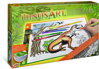 Tablette à dessin dinosaure étoiles nébuleuses avec lumière