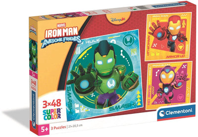 Clementoni - 3x48 pièces - carré iron man et son grand