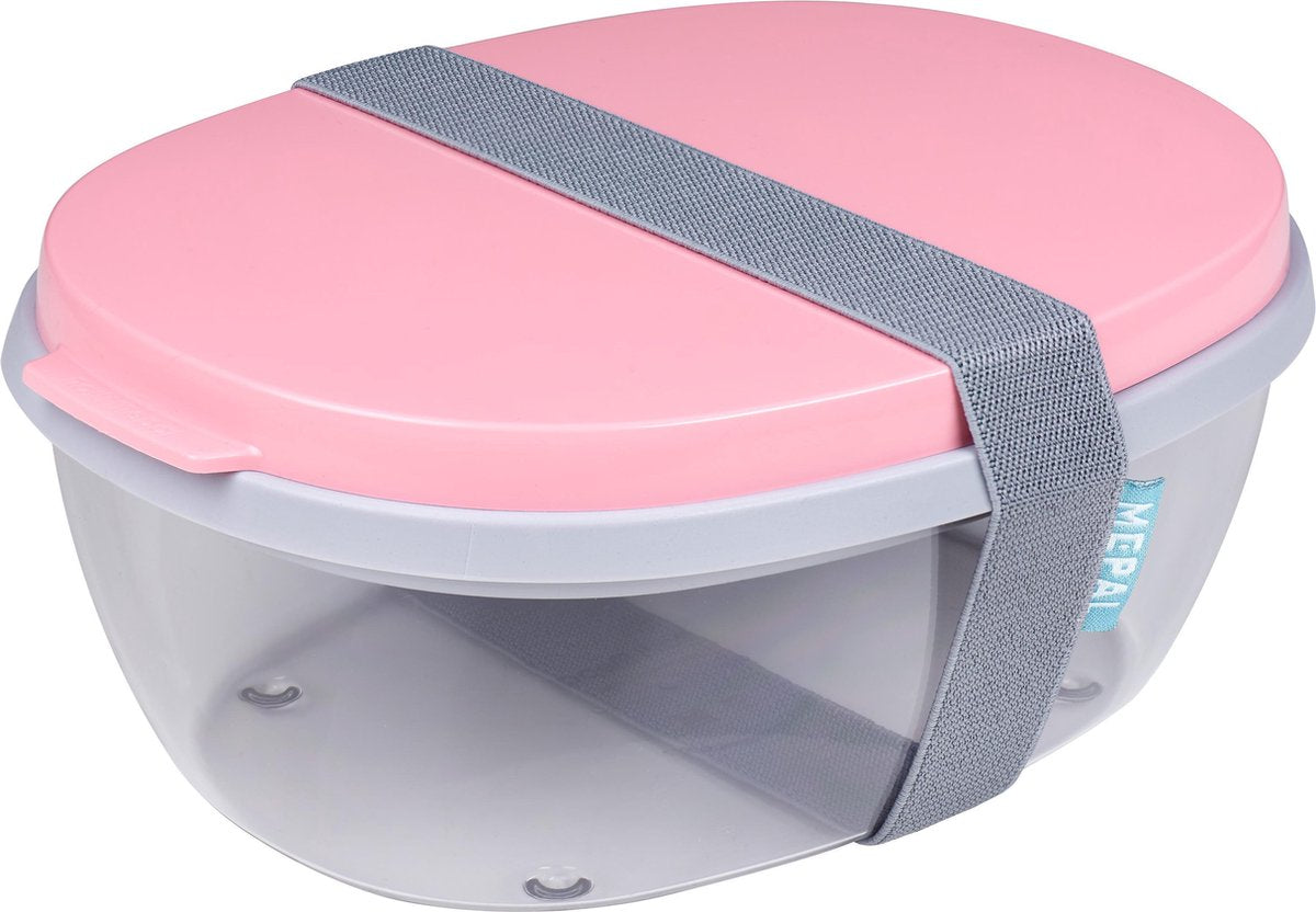 Boîte à salade Mepal ellipse - avec mini boîte - rose nordique