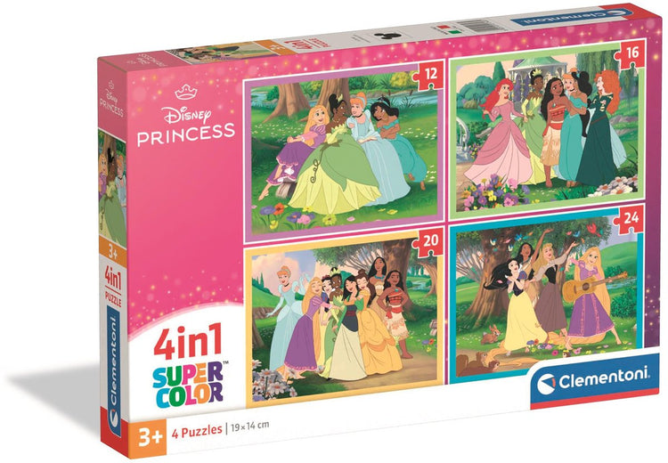 Clementoni - puzzle enfant 4 en 1 - princesse disney - 12, 16, 20 et 24 pièces - puzzle de 3 ans