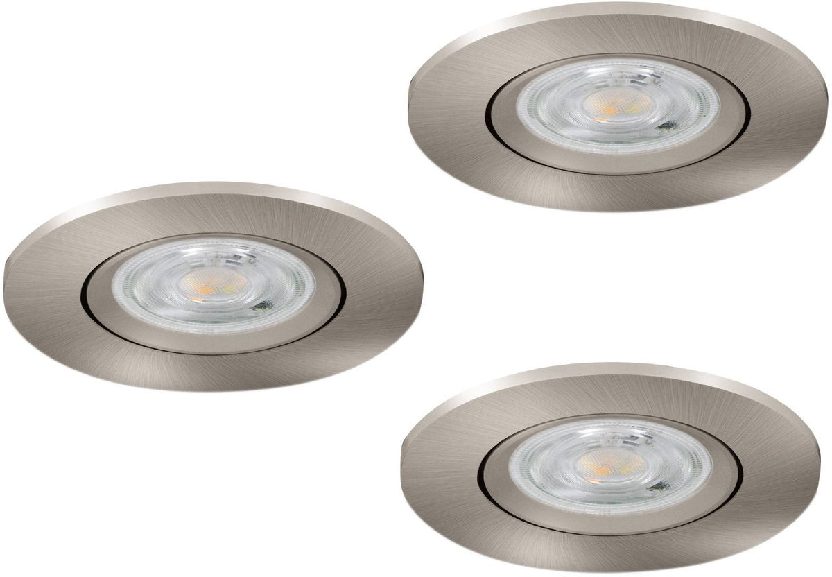 Spot encastrable Eglo barranco - salle de bain - gu10 - ø 8,4 cm - gris - lot de 3 pièces