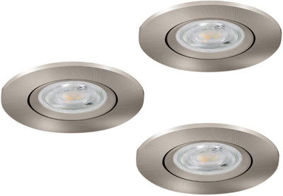 Spot encastrable Eglo barranco - salle de bain - gu10 - ø 8,4 cm - gris - lot de 3 pièces