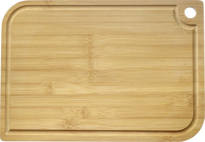 Planche à découper Westmark – planche à découper en bois avec rainure à jus pour couper facilement les aliments – bambou, 40 x 29 cm