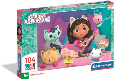 Clementoni - puzzle enfant - 104 pièces - maison de poupée Gabby - couleurs et personnages joyeux - à partir de 6 ans