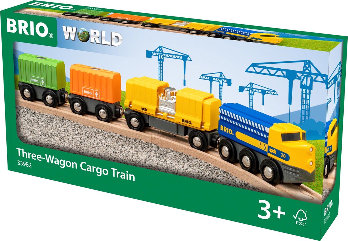 Train de marchandises Brio avec trois wagons - 33982
