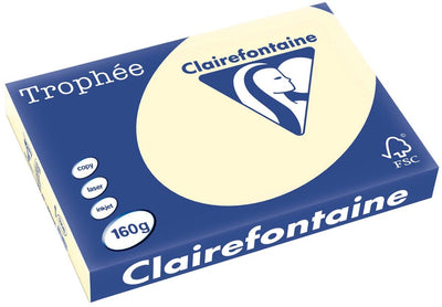Clairefontaine trophée pastel, papier coloré, a3, 160 g, 250 feuilles, crème