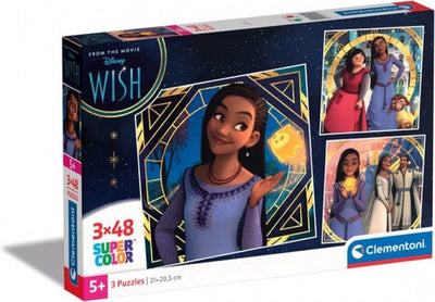 Clementoni - puzzle - 3x48 pièces - carré Disney wish - puzzle enfant - à partir de 3 ans