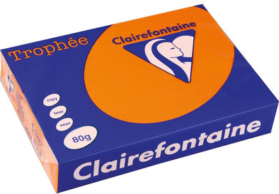 Clairefontaine trophée intense, papier coloré, a4, 80 g, 500 feuilles, orange vif