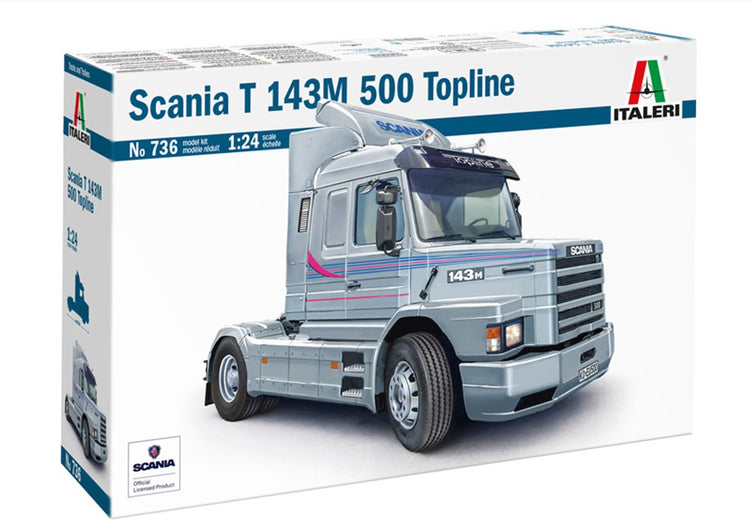 Italeri modèle kit voiture - 0736 scania t143m 500 torpedo topline 4x2 - camion plastique - 1:24 - modélisme
