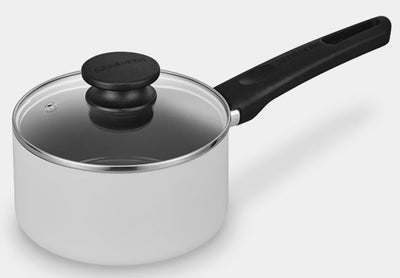 Brabantia indu+ casserole avec couvercle -ø 16 cm - casserole - revêtement antiadhésif en céramique - couvercle en verre - convient à l'induction - 100% sans PFA - passe au lave-vaisselle - noir
