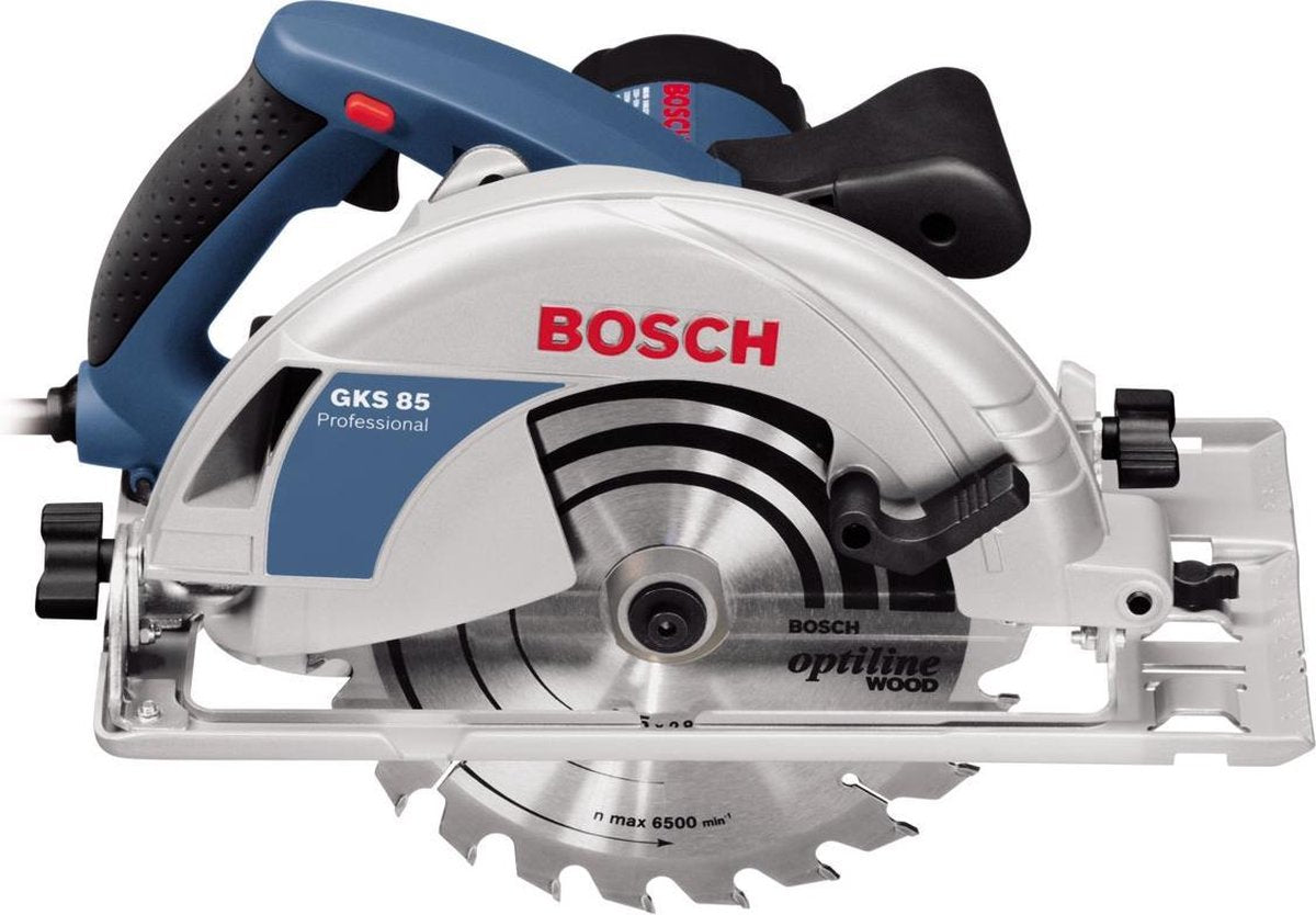 Scie circulaire Bosch gks 85 g (adaptateur d'extraction, lame de scie hm 235 mm ø, clé à six pans creux sw 5)