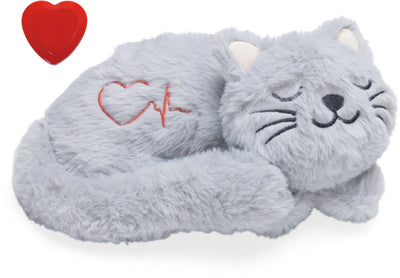 Beeztees peluche chaton battement de coeur pur - jouet pour chat - polyester - gris - 23x13x11 cm