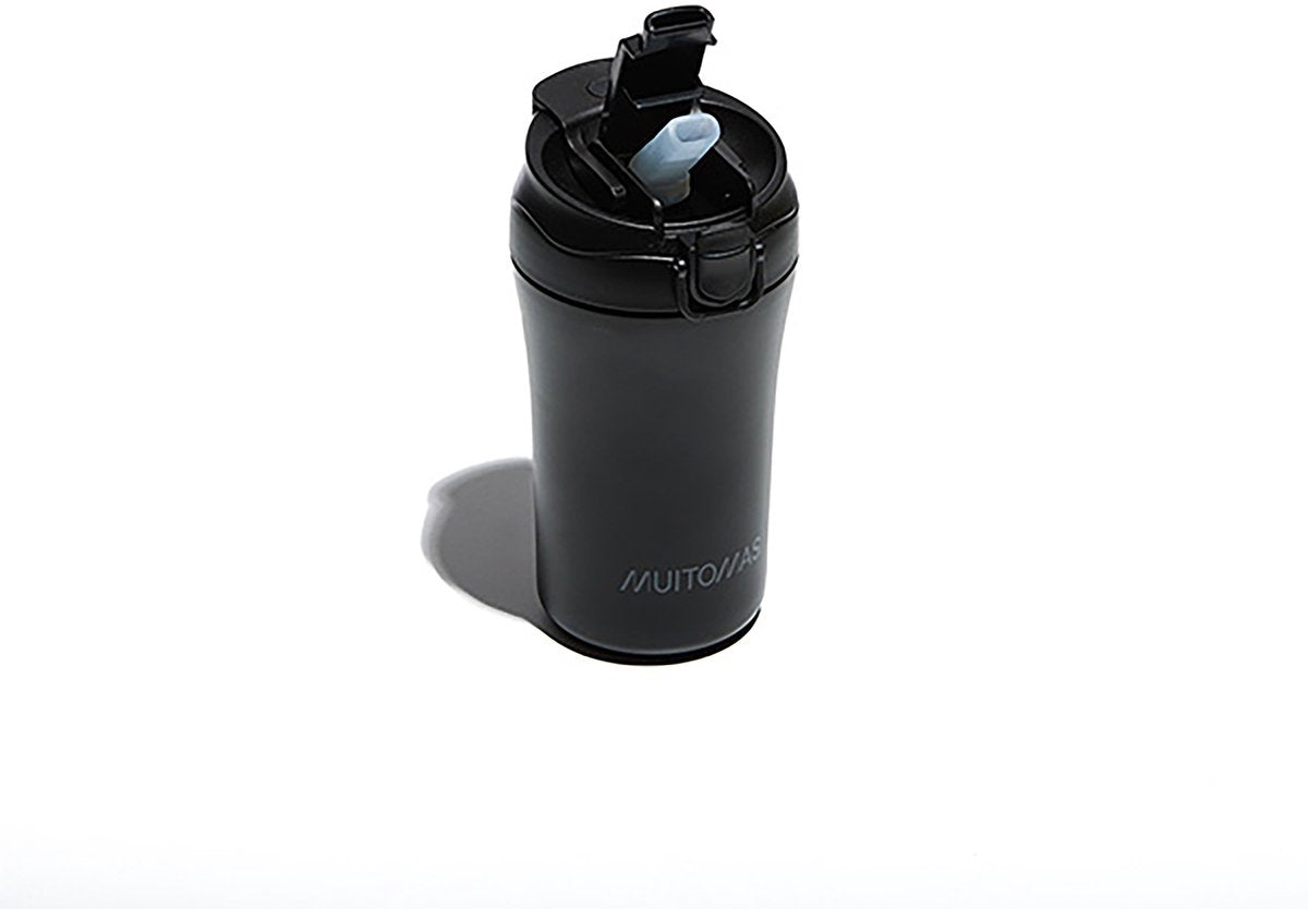 Bouteille thermos Muitomas - doublure double isolation - 350 ml - bouchon verrouillable - 12 heures de boissons chaudes ou 24 heures de boissons froides - noir