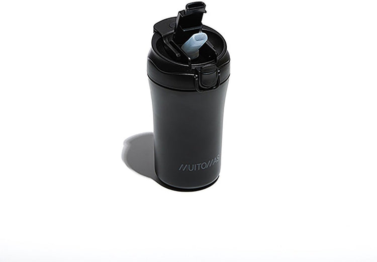 Bouteille thermos Muitomas - doublure double isolation - 350 ml - bouchon verrouillable - 12 heures de boissons chaudes ou 24 heures de boissons froides - noir