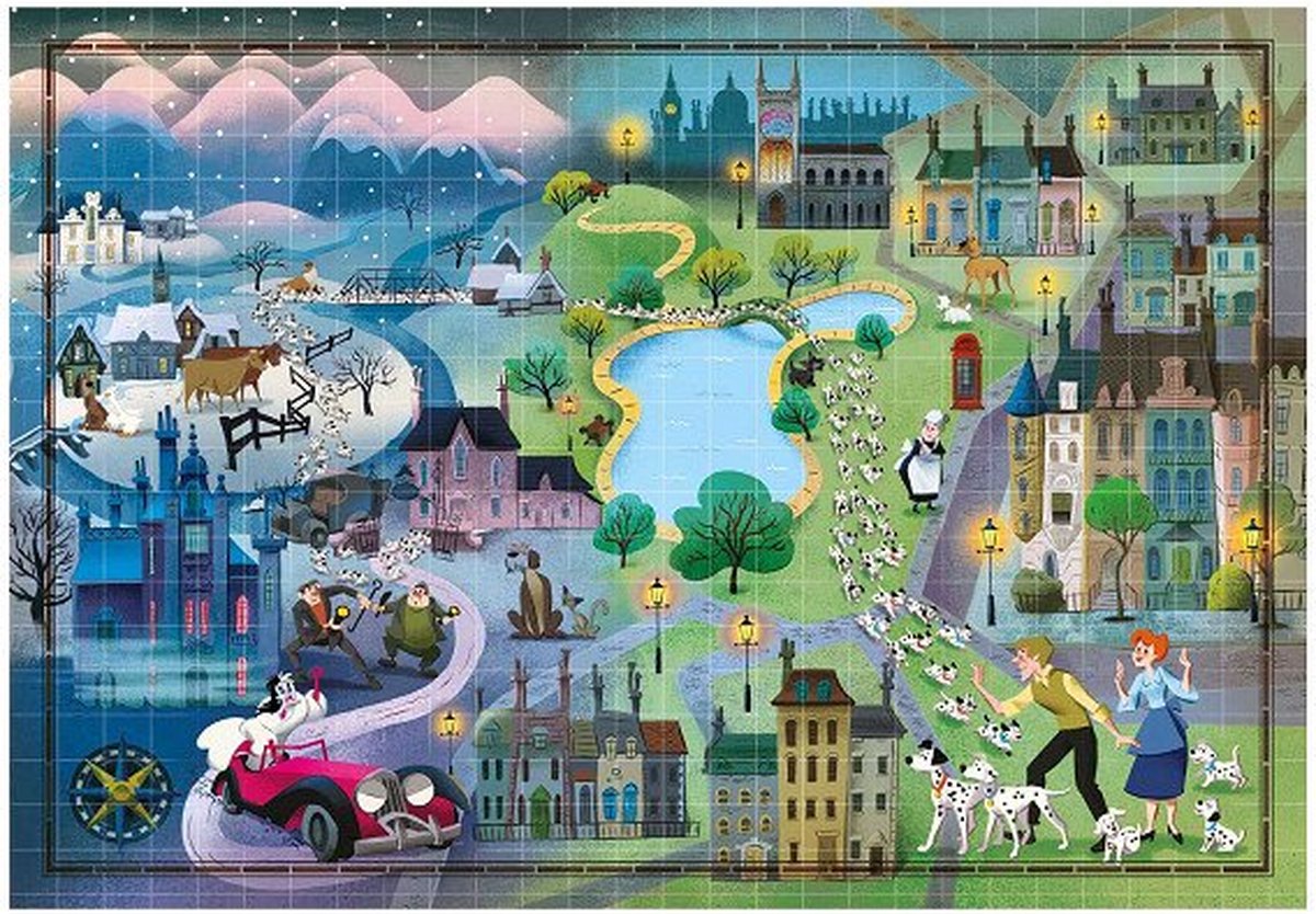 Clementoni World Map Puzzle 101 Dalmatians, 1000st.