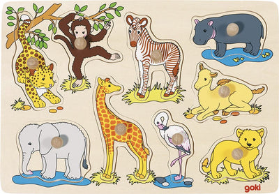 Goki Wooden Nick Puzzle Animaux sauvages, 9dlg.