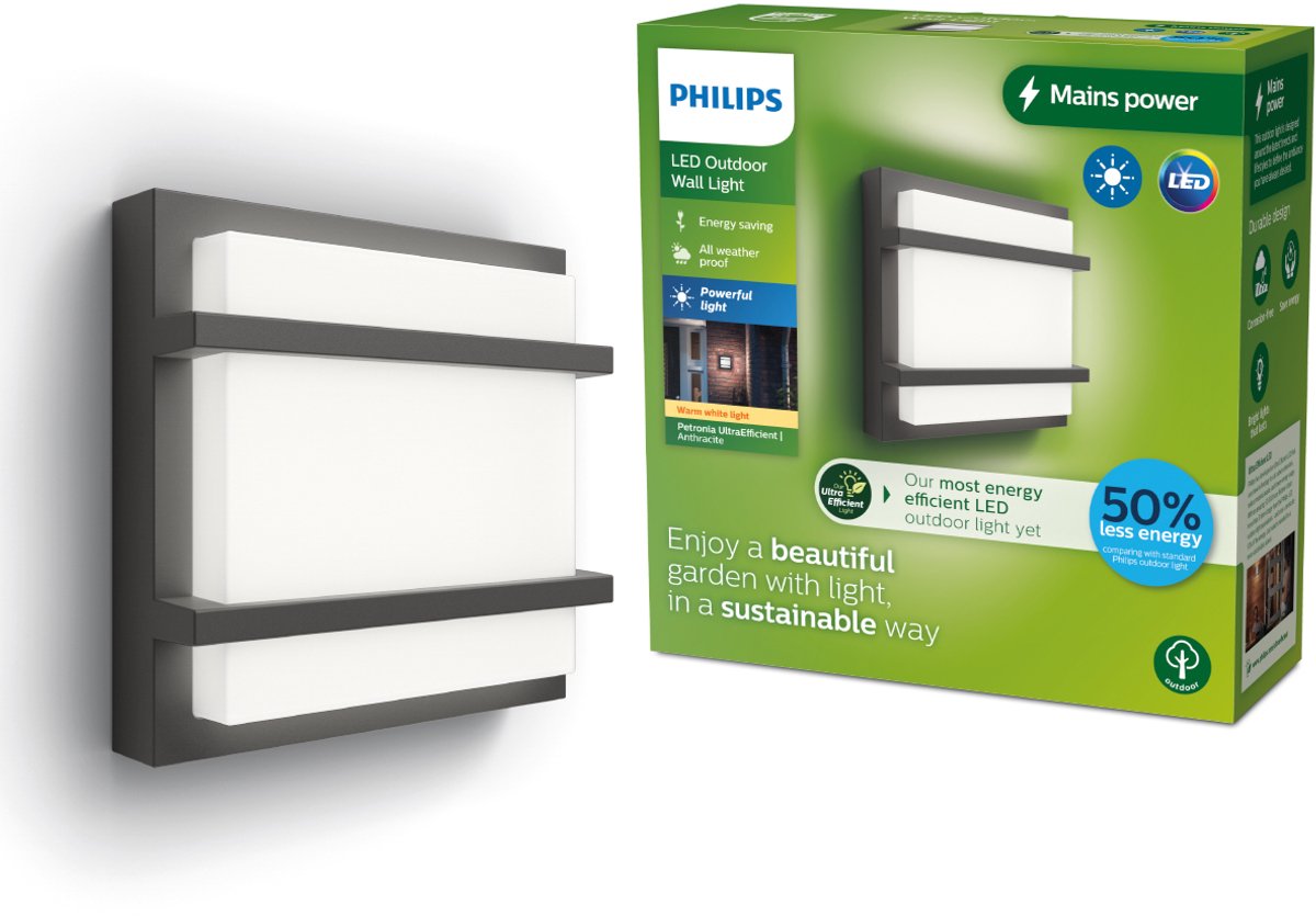 Philips LED Applique Philips Petronia - ultra efficace - anthracite - 3,8W